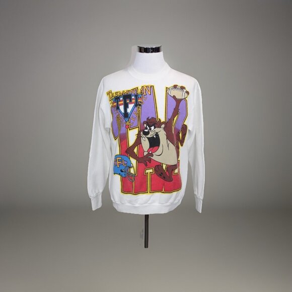 Vintage 90s TFL Mens TAMPA FOOTBALL Taz Tasmanian Devil 1993 Sweatshirt L - Picture 1 of 7